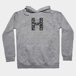 H letter  with colorful paw print Hoodie